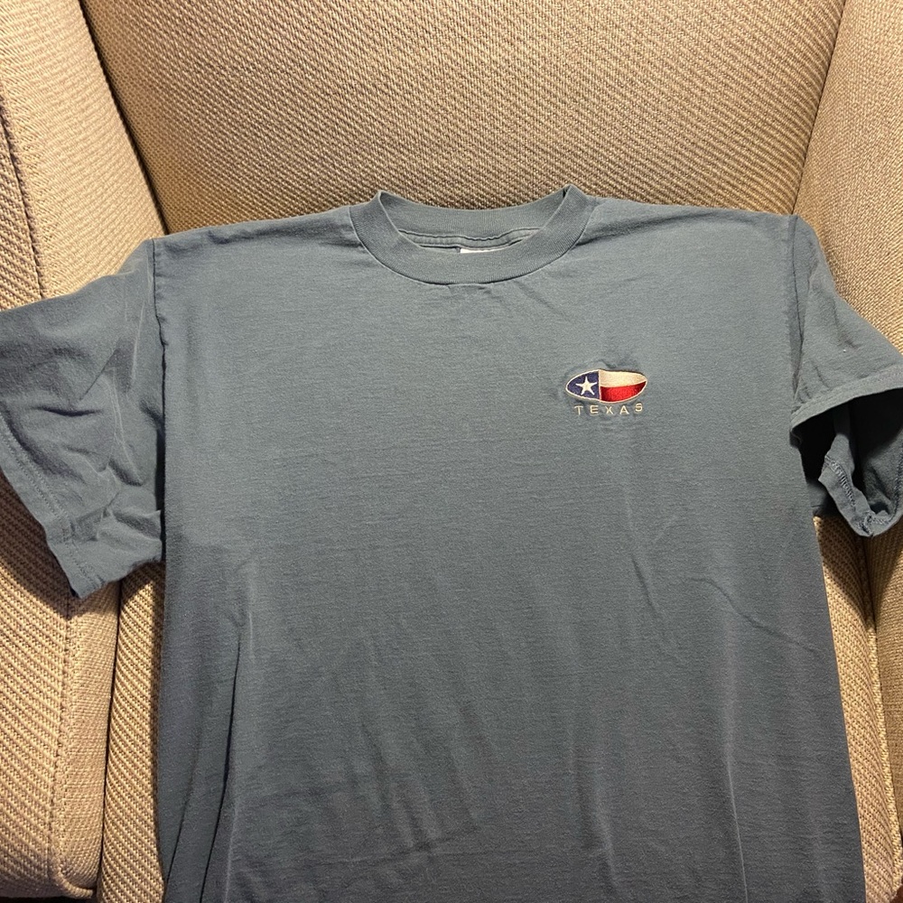 Vintage Texas Flag Pale Blue Embroidered Logo Tee Shirt - Picture 2 of 3